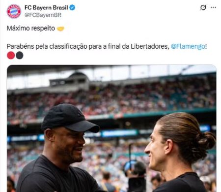 Bayern parabeniza Fla pela vaga na final da Liberta: 'Máximo respeito' Bayern parabeniza Fla pela vaga na final da Liberta: 'Máximo respeito'