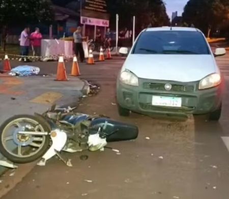 Acidente entre carro e moto em Dourados mata homem de 40 anos 