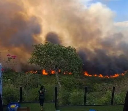 Incêndio atinge área próxima à captação de água em Corumbá 