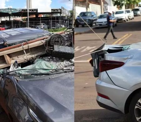 Acidente com caminhão derruba postes em Campo Grande