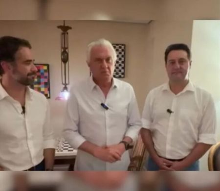 Ao lado de Ratinho Jr. e Leite, Caiado anuncia filiação ao PSD