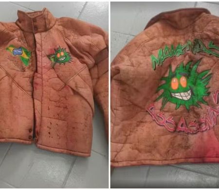 Jaqueta sobre caixão tinha símbolo da banda e bandeira do Brasil