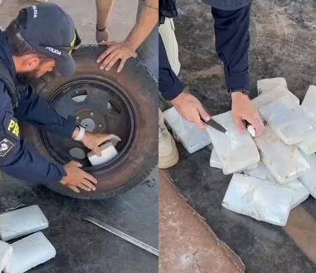 Polícia prende motorista com 16 kg de cocaína em estepe de caminhonete