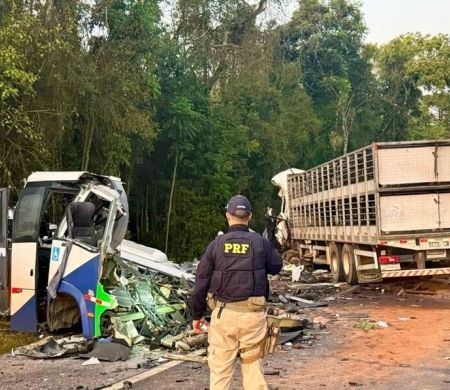 Batida entre micro-ônibus e carreta deixa 23 mortos no Paraná