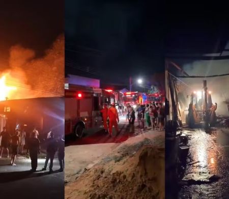 Marcenaria é destruída por incêndio e mobiliza bombeiros na Capital
